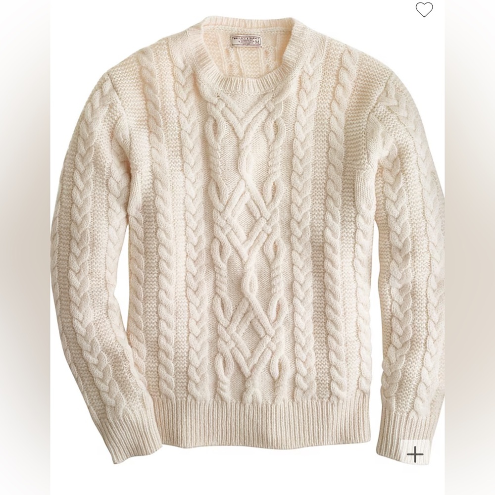 Wallace & Barnes Shetland Wool Knit Sweater size L Jcrew B5655 Ivory